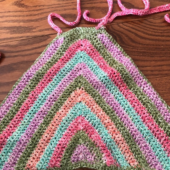 Halter tops are back, hand crocheted , multicoloured halter top - new - Picture 5 of 7